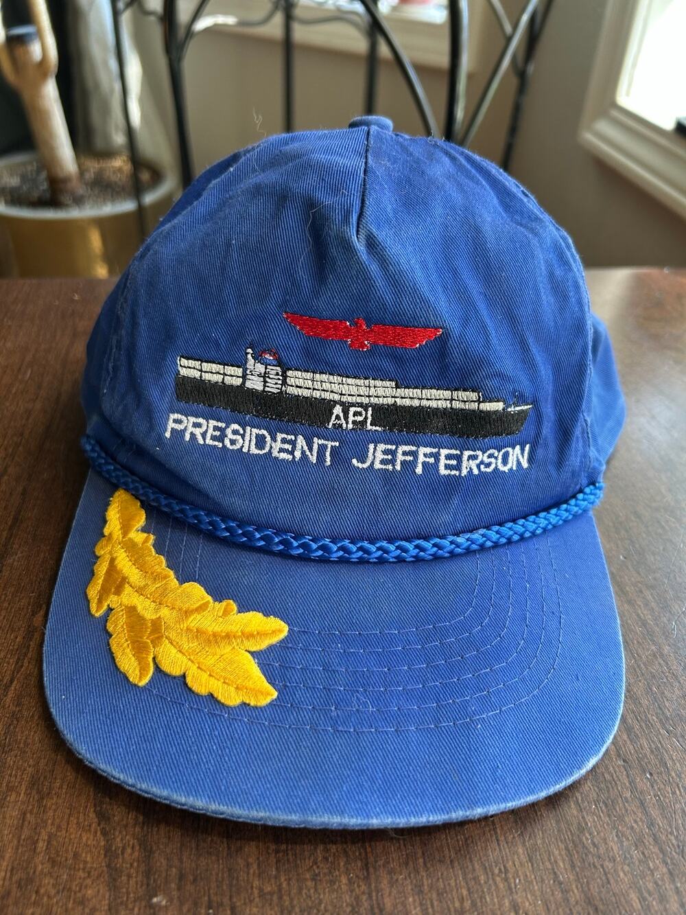 VTG rope blue snapback cap embroidered container ship APL PRESIDENT JEFFERSON